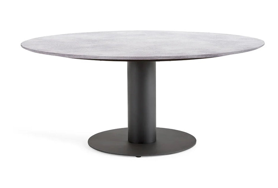 SUNS Grado tafel Ø150 x 75,5 cm - HPL carbon cement blad / Matt royal grey frame