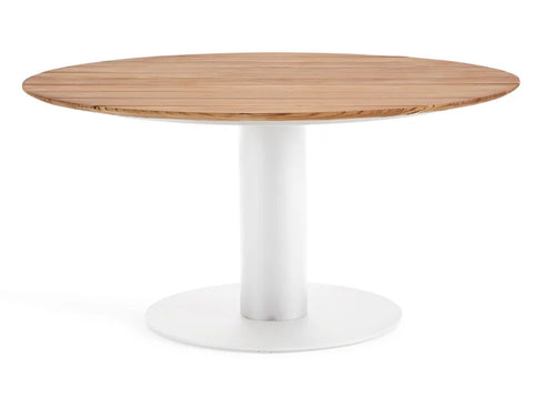 SUNS Grado tafel Ø120 x 75,5 cm - Teak blad / Matt white frame