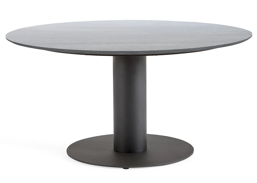 SUNS Grado tafel Ø120 x 75,5 cm - HPL carbon stone blad / Matt royal grey frame