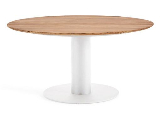 SUNS Grado tafel Ø170 x 75,5 cm - Teak blad / Matt white frame