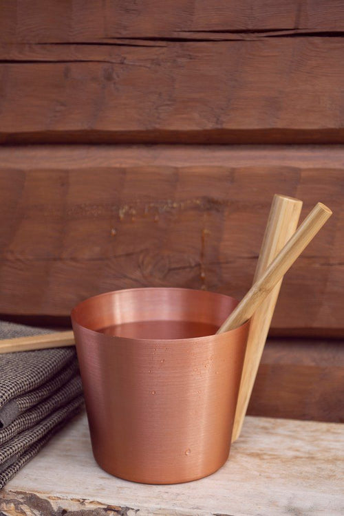 Rento aluminium sauna emmer (5 liter) met staafgreep - Koper