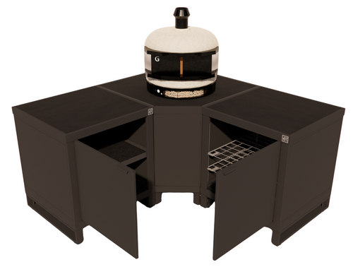 Roostr Rubix hoekopstelling met twee singles (voor kamado of pizzaoven) - charcoal black