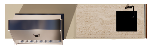 Roostr Rubix opstelling met gasbarbecue en frame - timeless taupe