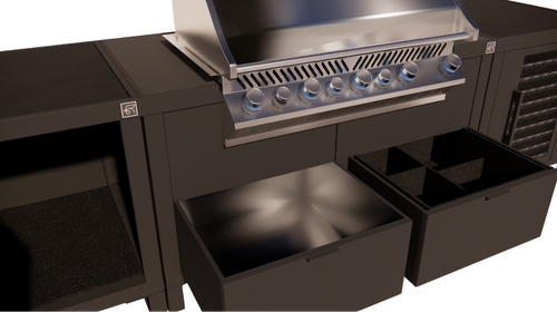 Roostr Rubix opstelling met gasbarbecue en koelkast - charcoal black