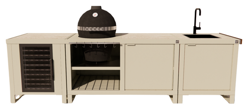 Roostr Rubix met koelkast, kamado en spoelunit - timeless taupe