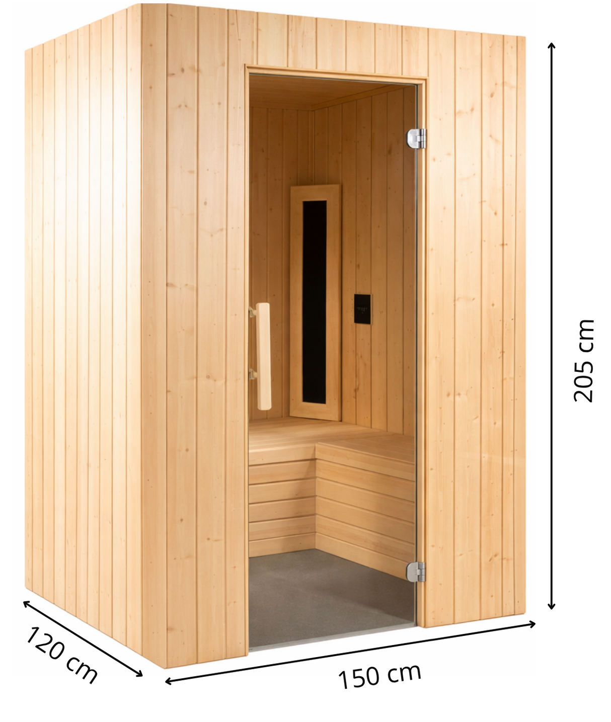 2 Persoons Infraroodcabine 150 x 120 cm met extra bankje - Kortegolf