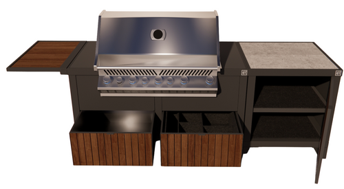 Roostr Rubix opstelling met gasbarbecue single werkblad - charcoal black