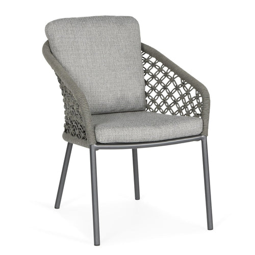 SUNS Nappa dining chair - Matt royal grey / camelsand / natrual grave / knot weave