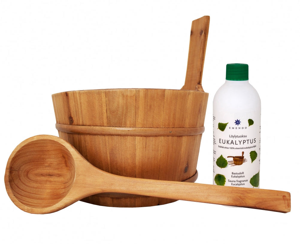 Emendo sauna emmer met lepel + Eucalyptus saunageur 500 ml