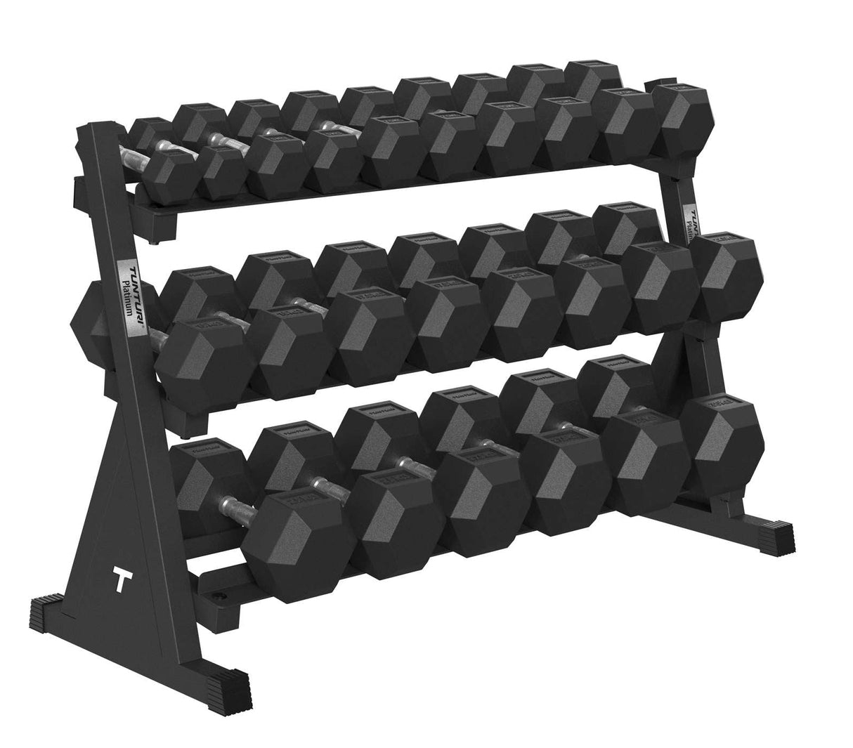 Tunturi Platinum Hex Rubber Dumbbell Rek