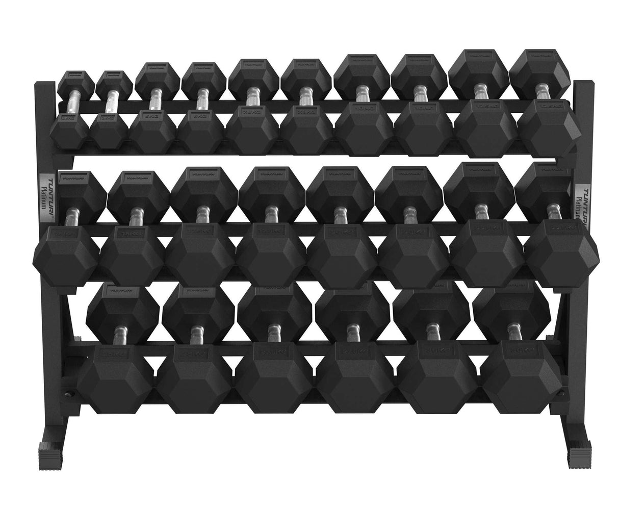 Tunturi Platinum Hex Rubber Dumbbell Rek