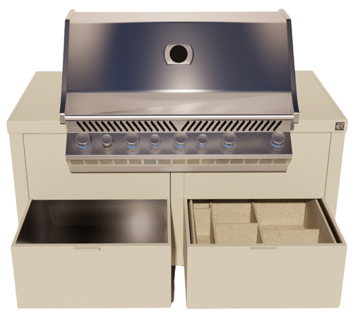 Roostr Rubix opstelling met gasbarbecue en wielen - timeless taupe