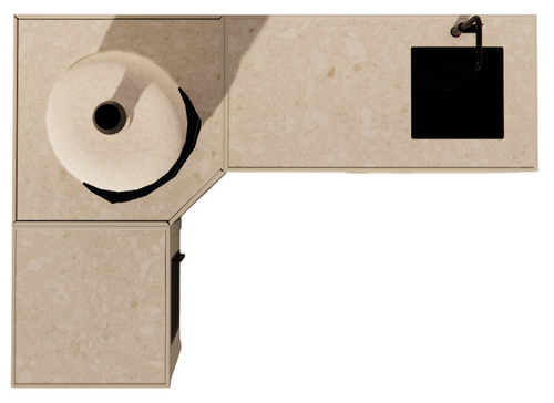 Roostr Rubix Hoekopstelling met koelkast, spoelunit & pizzastation – timeless taupe