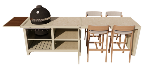 Roostr Rubix duo met Kamado en 4-persoons bar - timeless taupe