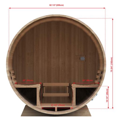 Dundalk White Cedar barrel sauna Ø200 x 300 cm met veranda