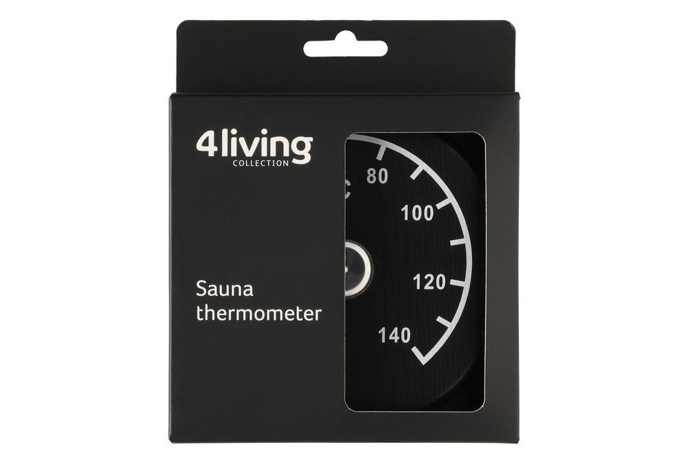 4Living sauna thermometer vierkant - pine (zwart)