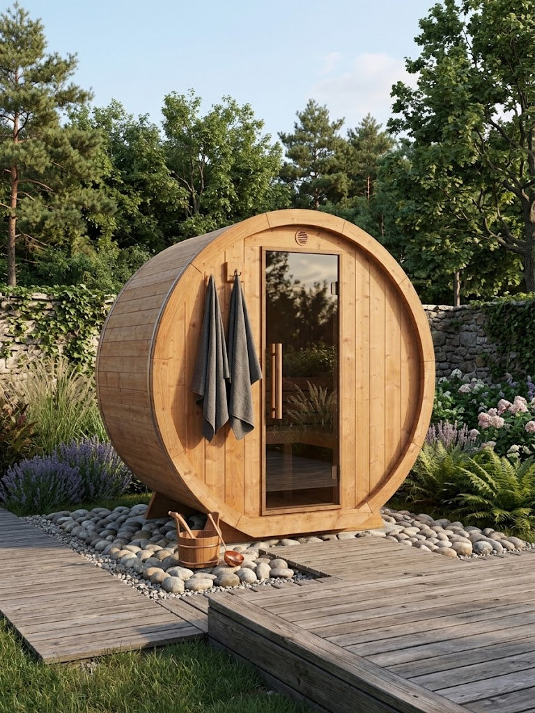 Vuren thermowood barrel sauna 140 cm
