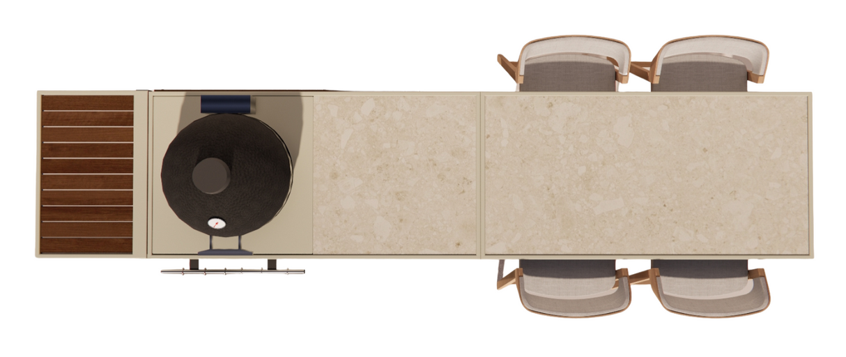 Roostr Rubix duo met Kamado en 4-persoons bar - timeless taupe