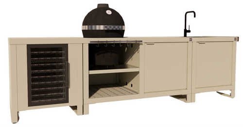 Roostr Rubix met koelkast, kamado en spoelunit - timeless taupe