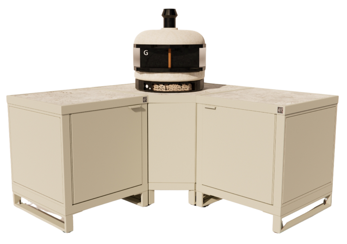 Roostr Rubix hoekopstelling met twee singles (voor kamado of pizzaoven) - timeless taupe