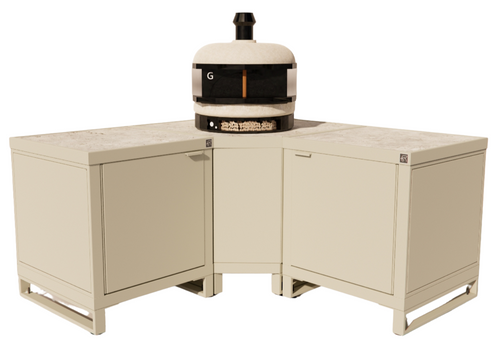 Roostr Rubix hoekopstelling met twee singles (voor kamado of pizzaoven) - timeless taupe