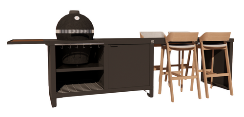 Roostr Rubix duo met Kamado en 4-persoons bar - charcoal black