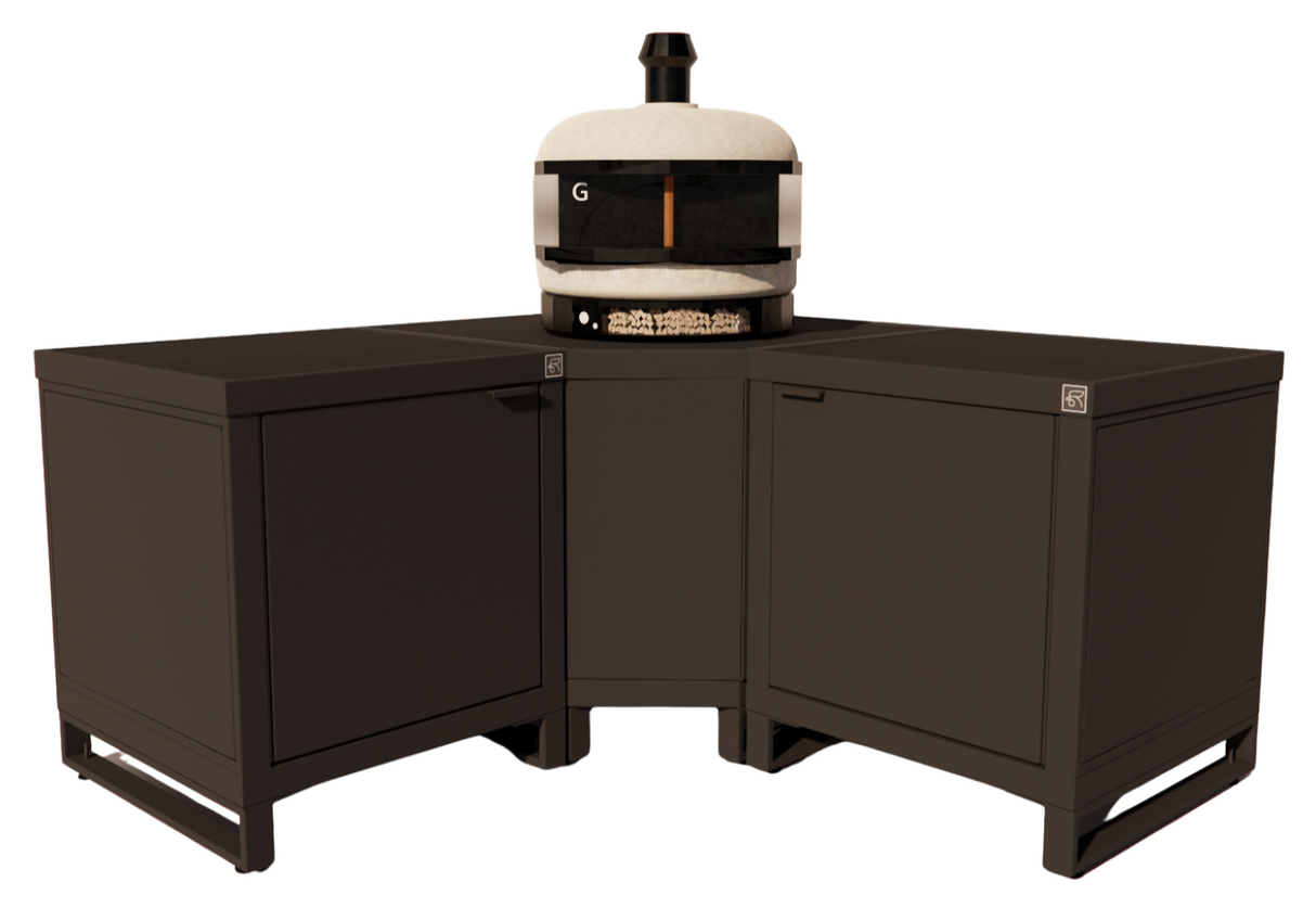 Roostr Rubix hoekopstelling met twee singles (voor kamado of pizzaoven) - charcoal black