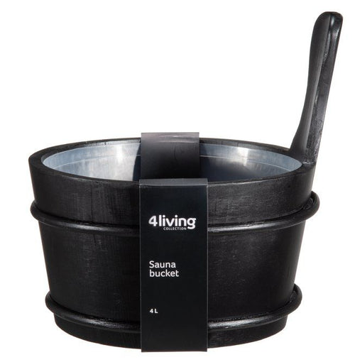 4Living houten sauna emmer (4 liter) met greep - pine (zwart)