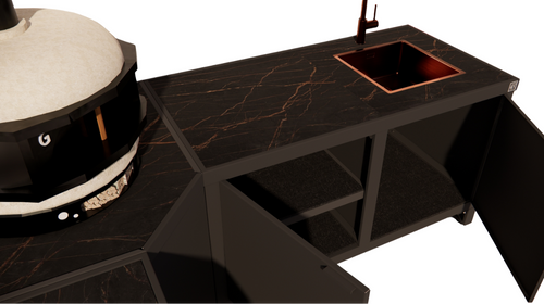 Roostr Rubix Hoekopstelling met koelkast, spoelunit & pizzastation - charcoal black