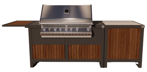 Roostr Rubix opstelling met gasbarbecue single werkblad - charcoal black