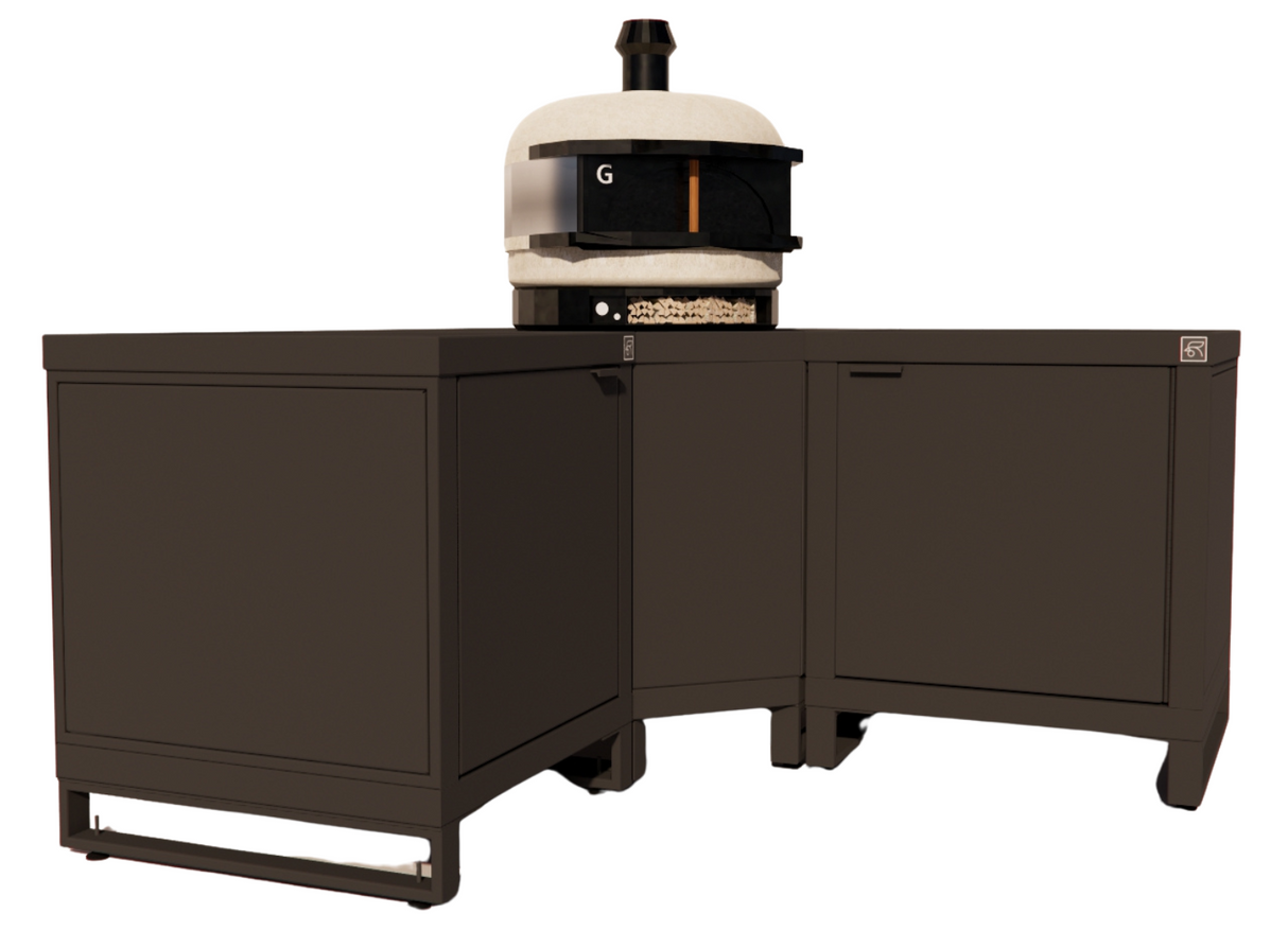 Roostr Rubix hoekopstelling met twee singles (voor kamado of pizzaoven) - charcoal black