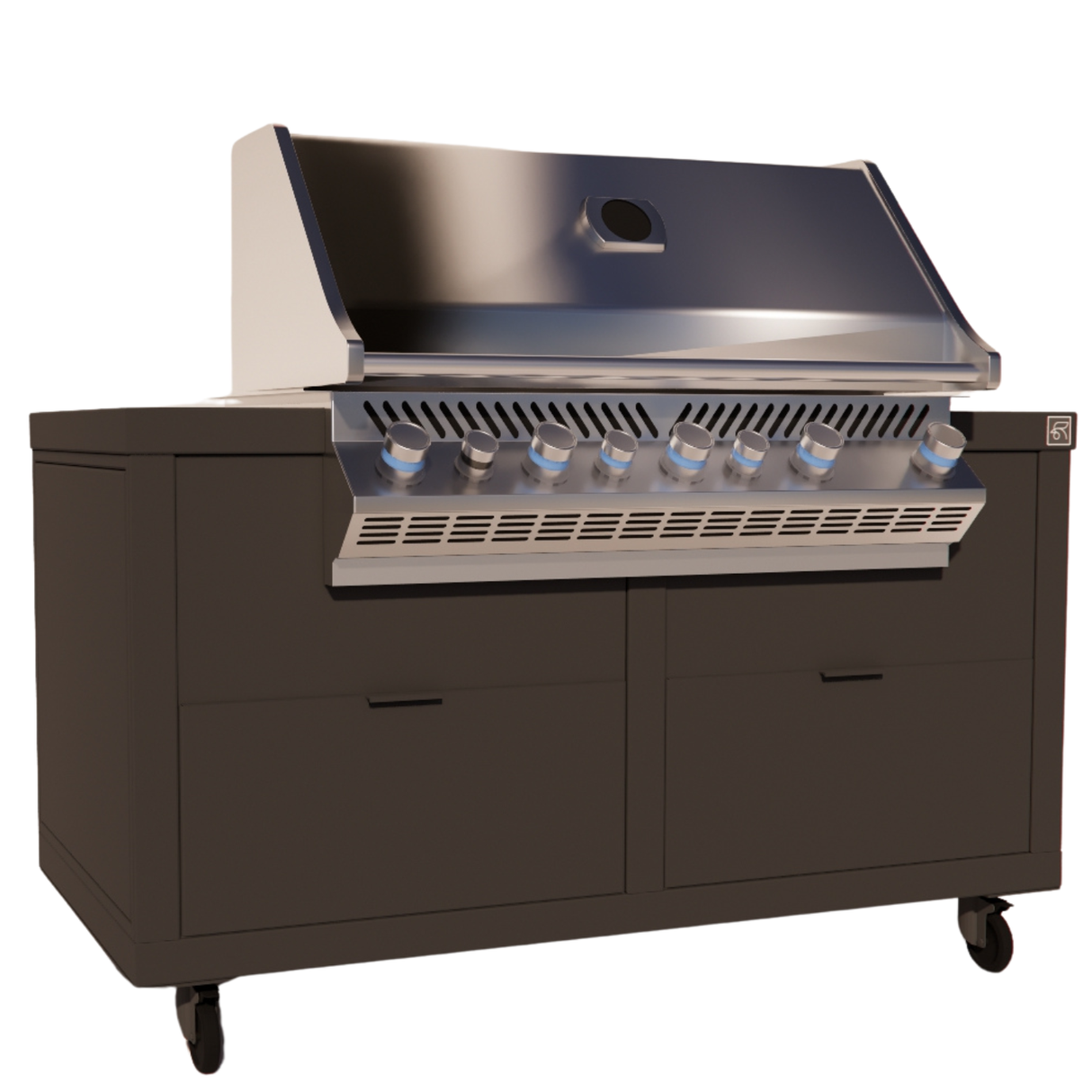 Roostr Rubix opstelling met gasbarbecue en wielen - charcoal black