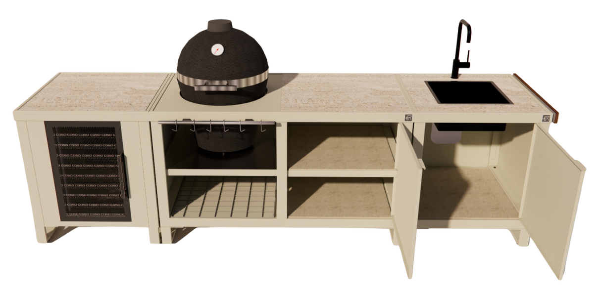 Roostr Rubix met koelkast, kamado en spoelunit - timeless taupe