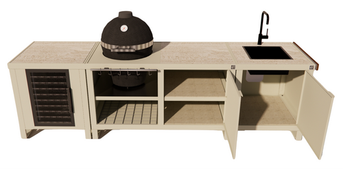 Roostr Rubix met koelkast, kamado en spoelunit - timeless taupe