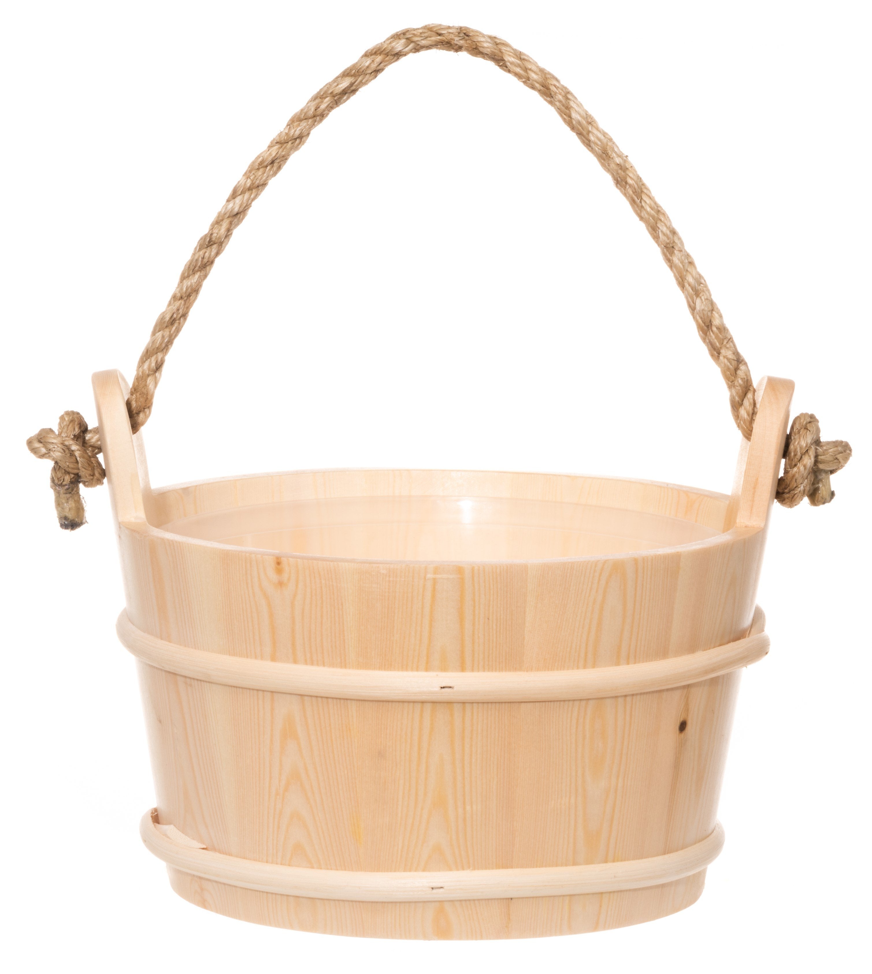 4Living houten sauna emmer (4 liter) met touw handvat – Sparrenhout