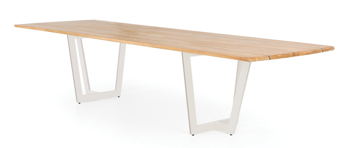 SUNS Palermo tafel 340 x 100 cm - Natural new teak blad / Camel sand frame