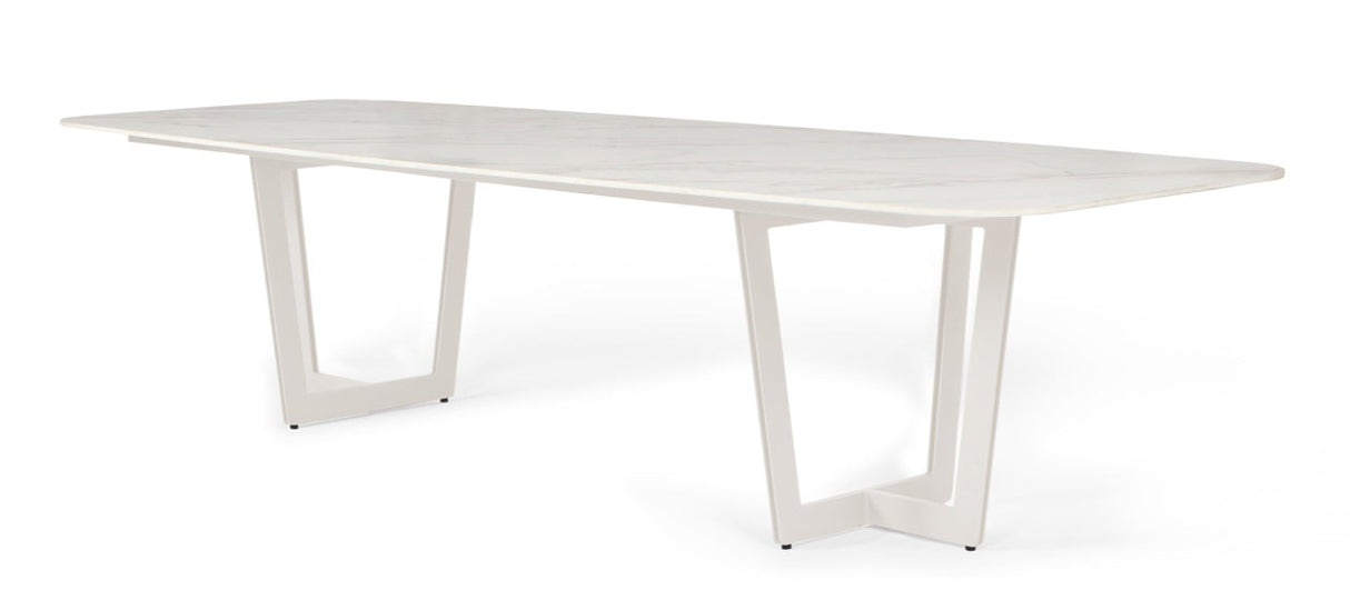 SUNS Palermo tafel 320 x 116 cm - Neolith white blad / Camel sand frame