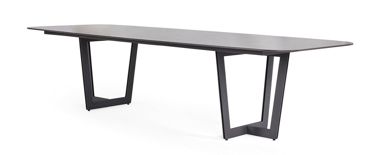 SUNS Palermo tafel 280 x 116 cm - Neolith black blad / Matt royal grey frame