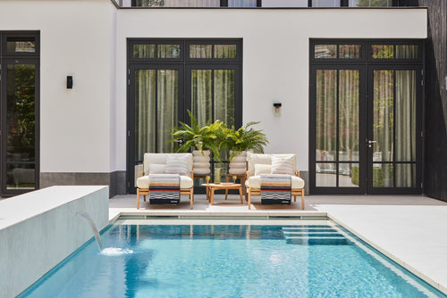 SUNS Termoli chaise longue met armleuningen - Natural gravel