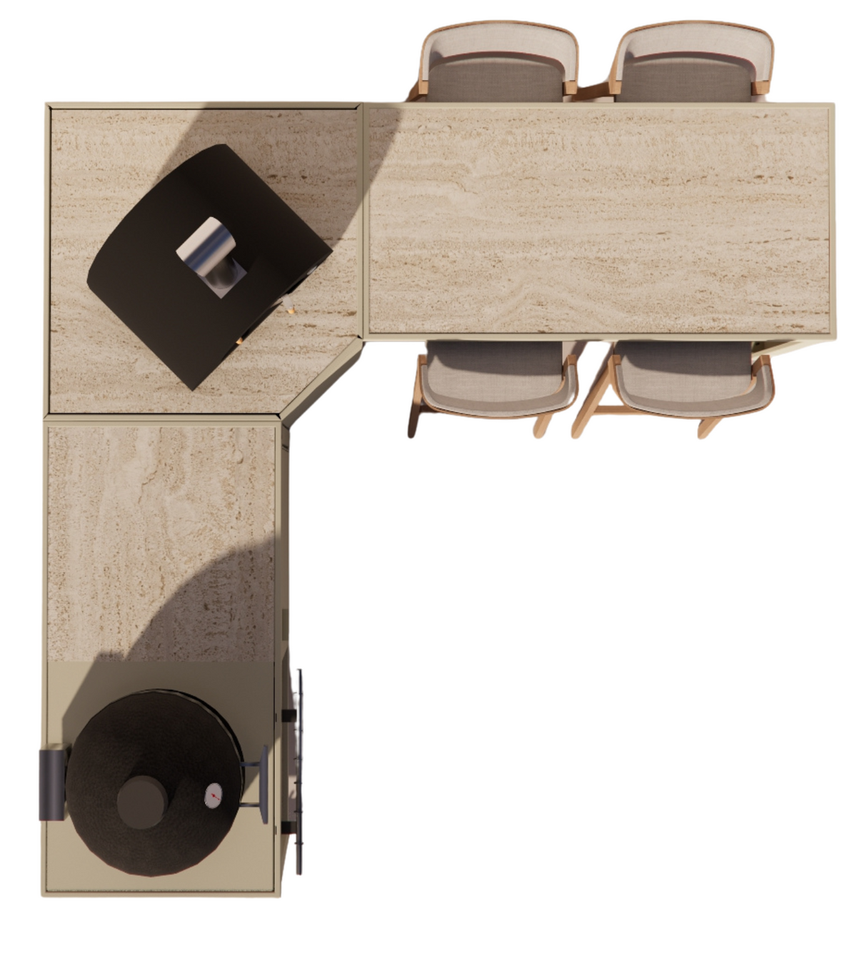 Roostr Rubix hoekopstelling met duo en bar - timeless taupe