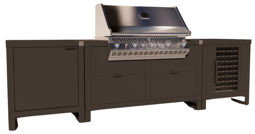 Roostr Rubix opstelling met gasbarbecue en koelkast - charcoal black