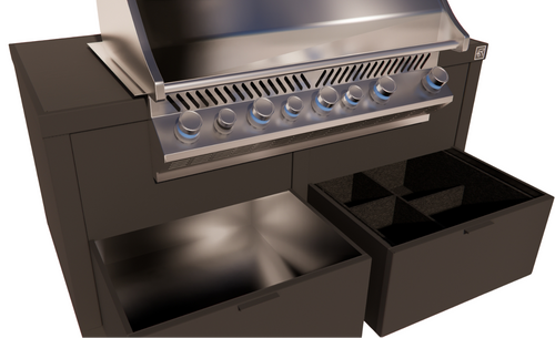 Roostr Rubix opstelling met gasbarbecue en wielen - charcoal black