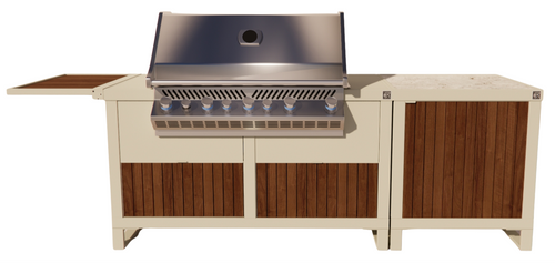 Roostr Rubix opstelling met gasbarbecue single werkblad – timeless taupe