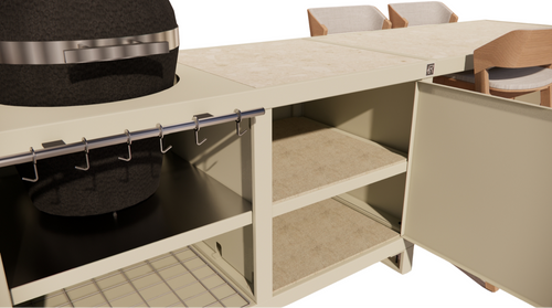 Roostr Rubix duo met Kamado en 4-persoons bar - timeless taupe