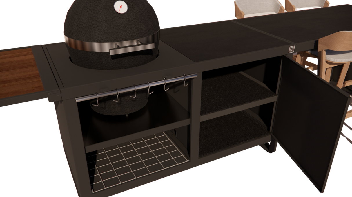 Roostr Rubix duo met Kamado en 4-persoons bar - charcoal black