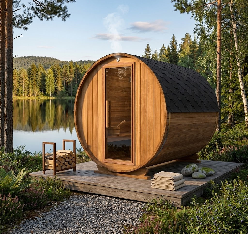 Gemodificeerd Ayous barrel sauna 245 cm