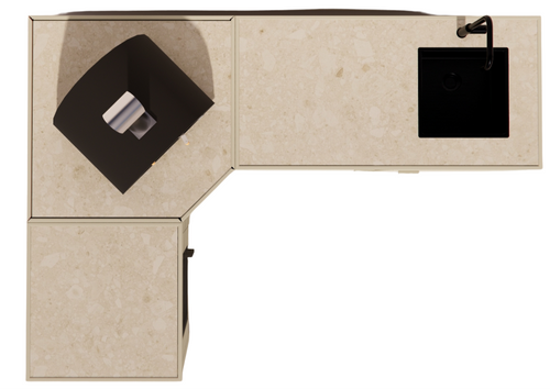 Roostr Rubix Hoekopstelling met koelkast, spoelunit & pizzastation – timeless taupe