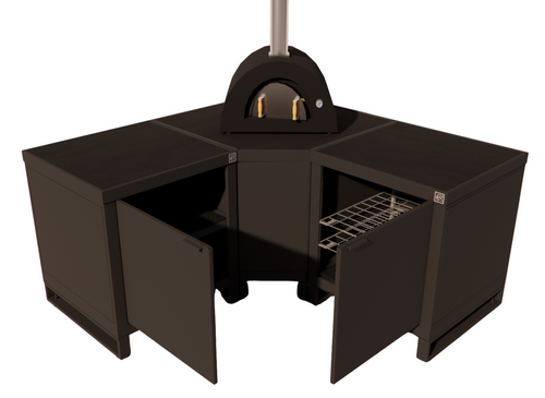 Roostr Rubix hoekopstelling met twee singles (voor kamado of pizzaoven) - charcoal black