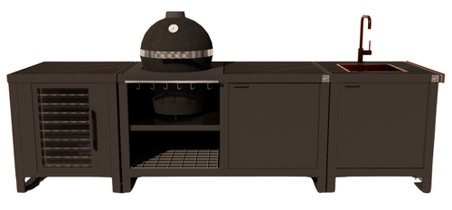 Roostr Rubix met koelkast, kamado en spoelunit - charcoal black