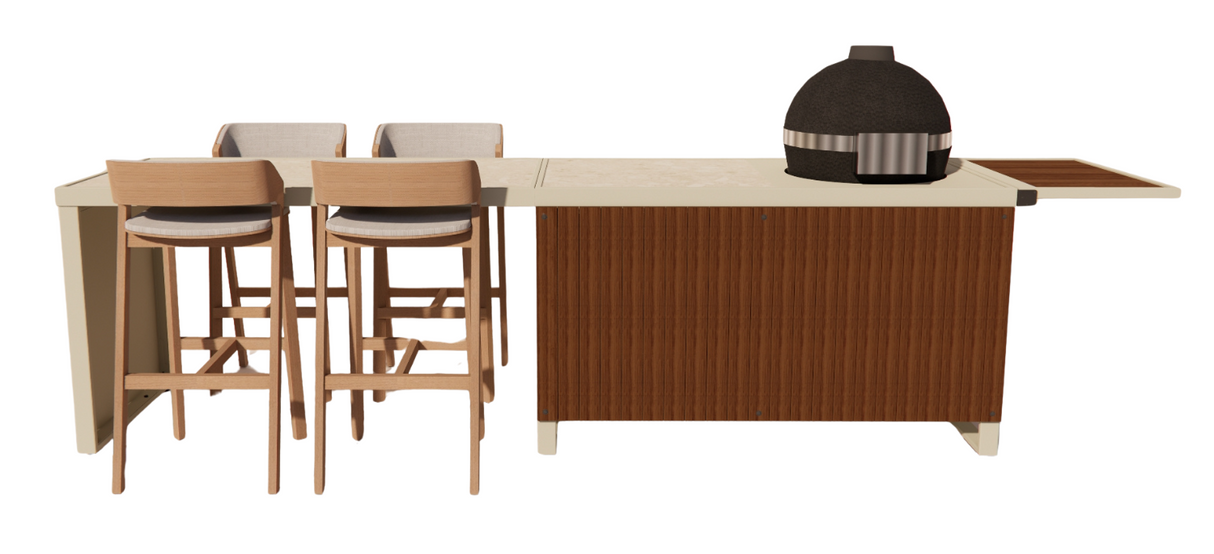 Roostr Rubix duo met Kamado en 4-persoons bar - timeless taupe